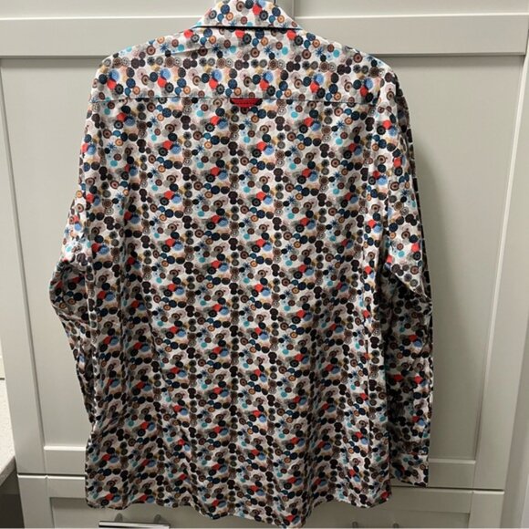 JERMYN BOND Multicolor Geometric Circles Dress Shirt Loud, Bold Men's XL - Picture 12 of 13